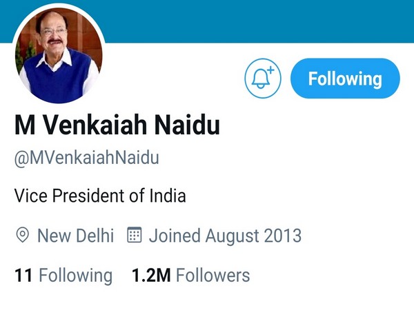 Twitter removes blue badge from Vice President Venkaiah Naidu’s personal verified account