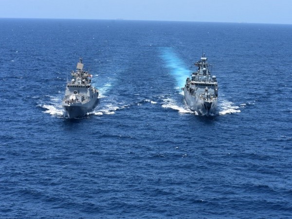 INS Trikand undertakes maritime partnership exercise with German frigate Bayern in Gulf of Aden