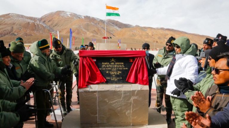 Raksha Mantri Shri Rajnath Singh dedicates to the Nation renovated Rezang La Memorial at Chushul in Ladakh