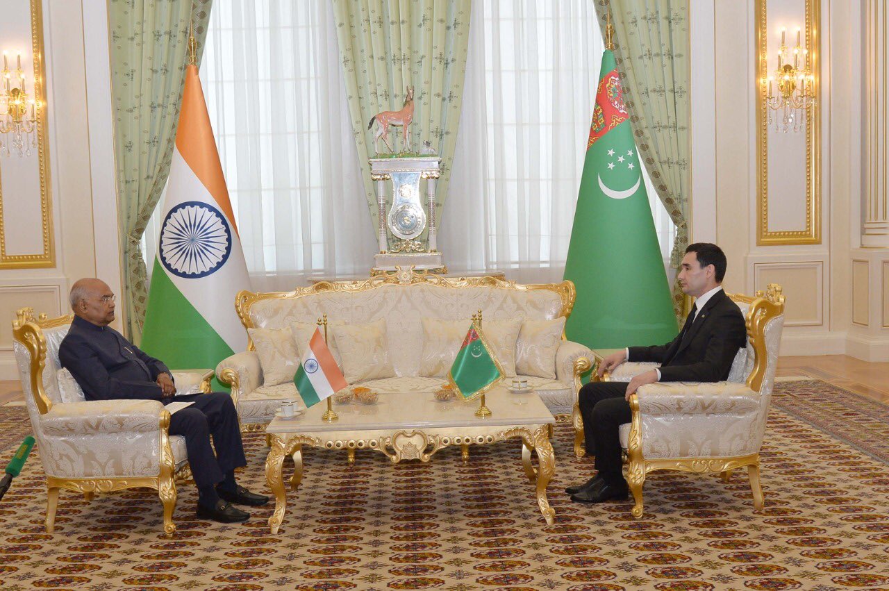 President Kovind discusses issues of bilateral, regional cooperation with Turkmenistan president Berdimuhamedov