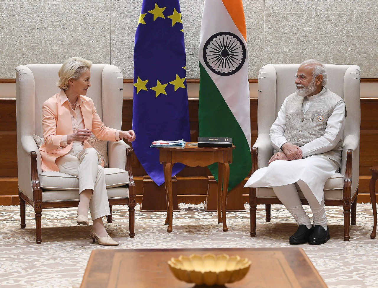Prime Minister, Shri Narendra Modi holds talk with President of the European Commission, Ursula Von der Leyen in New Delhi