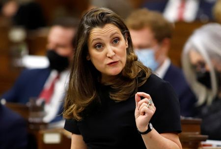 Canada’s Freeland strays from G20 economic script to warn Russia on Ukraine – sources